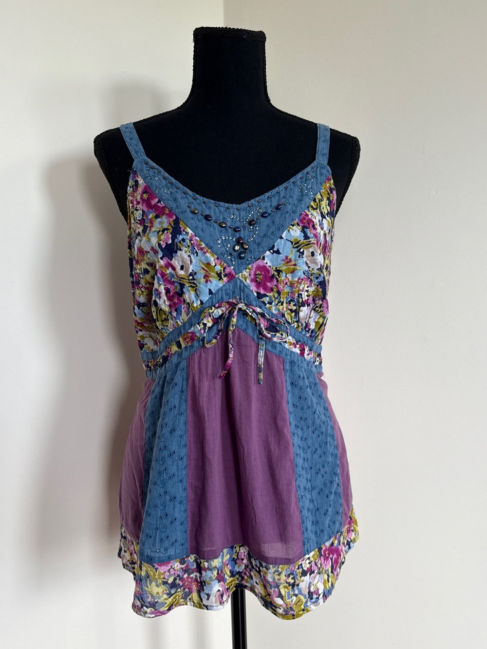 Euro Y2K Early 2000's Vintage Klass Fairy Floral Beaded Cami | Sz. US Large